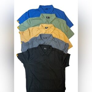 Men's Polo Shirt Collection - Black, Blue, Green, Tan, Gray. Size Large